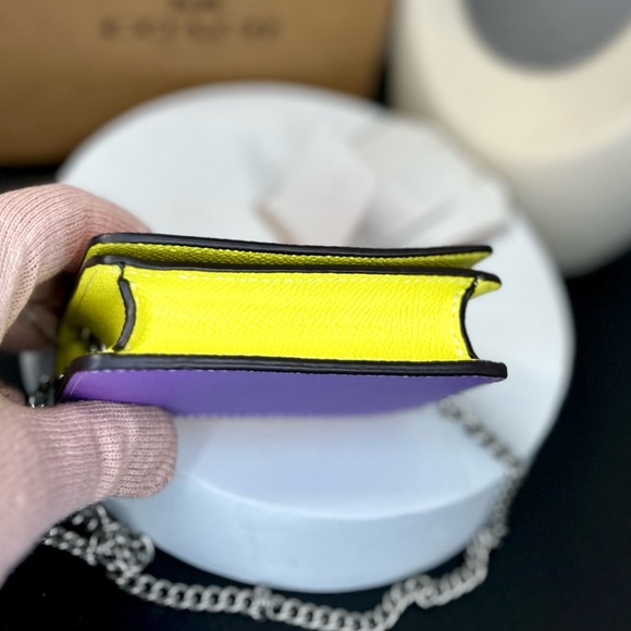 NEW! Coach Colorblock Leather Mini Wallet On a Chain - Picture 12 of 17